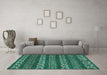 Machine Washable Oriental Turquoise Modern Area Rugs in a Living Room,, wshabs1831turq