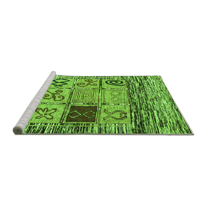 Sideview of Machine Washable Oriental Green Modern Area Rugs, wshabs1832grn