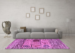 Machine Washable Oriental Purple Modern Area Rugs in a Living Room, wshabs1832pur