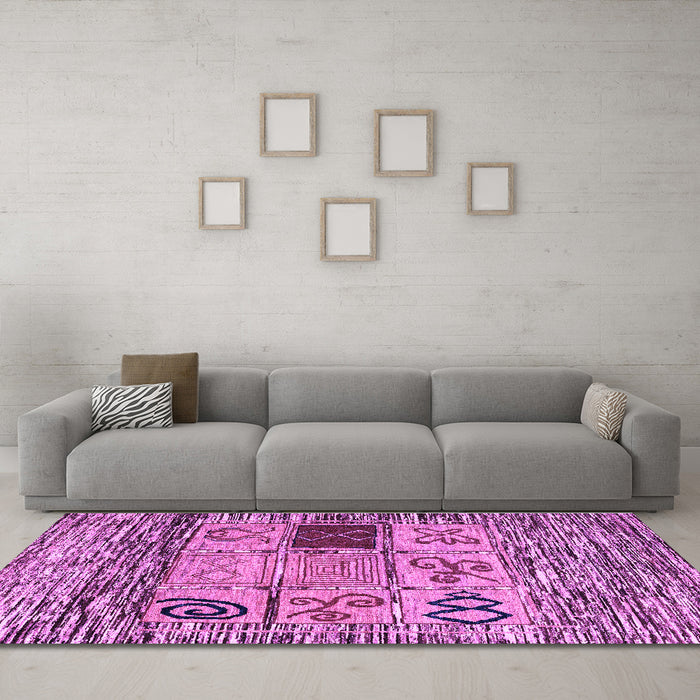 Machine Washable Oriental Purple Modern Area Rugs in a Living Room, wshabs1832pur