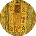 Round Oriental Yellow Modern Rug, abs1832yw