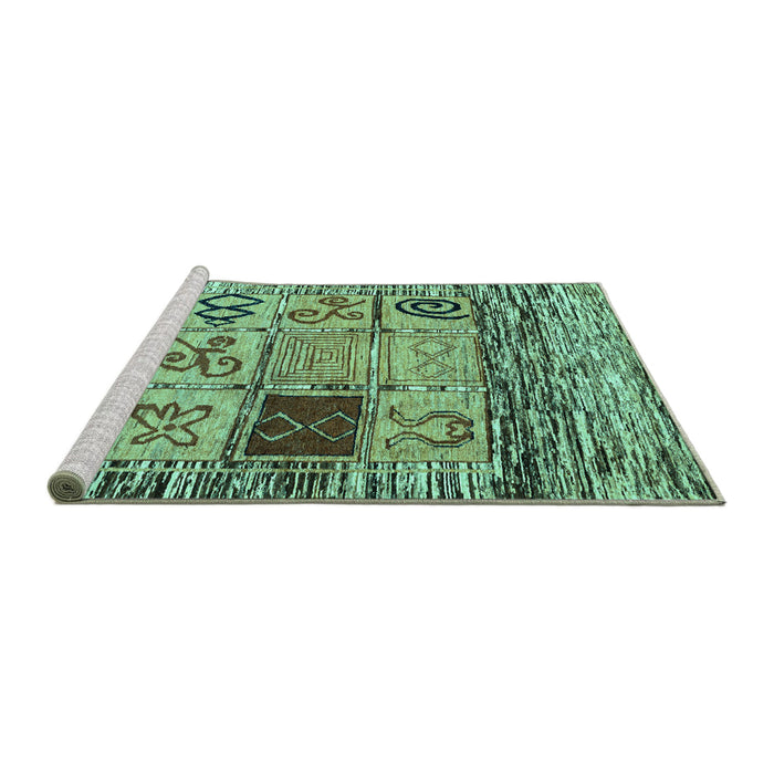 Sideview of Machine Washable Oriental Turquoise Modern Area Rugs, wshabs1832turq