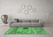 Machine Washable Oriental Emerald Green Modern Area Rugs in a Living Room,, wshabs1832emgrn