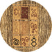 Round Oriental Brown Modern Rug, abs1832brn