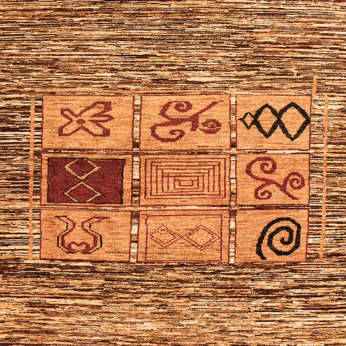 Square Machine Washable Oriental Orange Modern Area Rugs, wshabs1832org