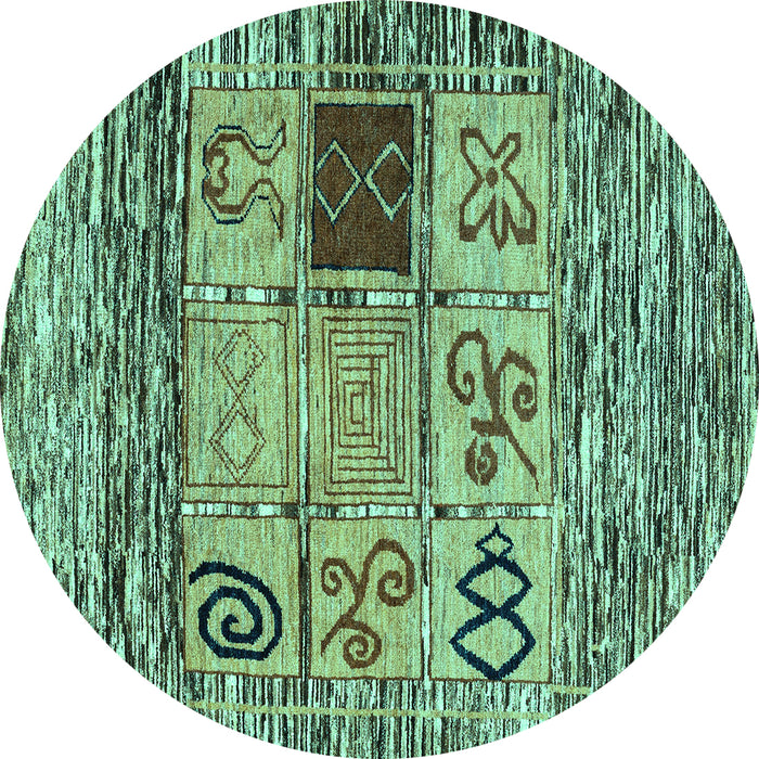 Round Oriental Turquoise Modern Rug, abs1832turq