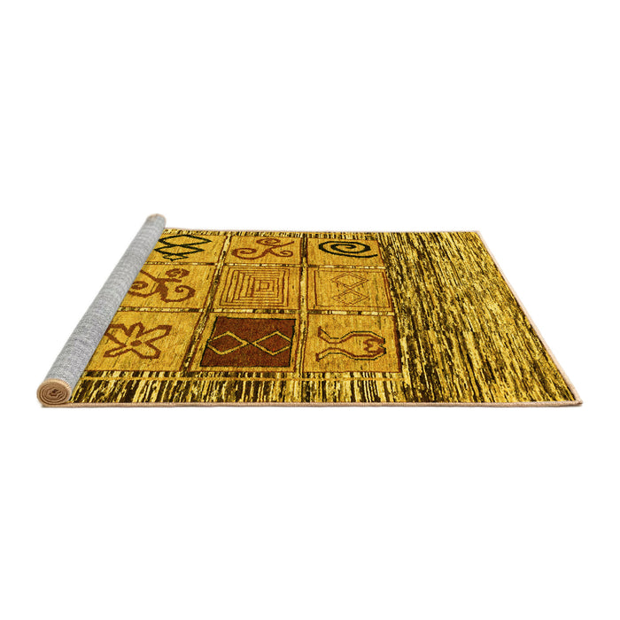 Sideview of Machine Washable Oriental Yellow Modern Rug, wshabs1832yw