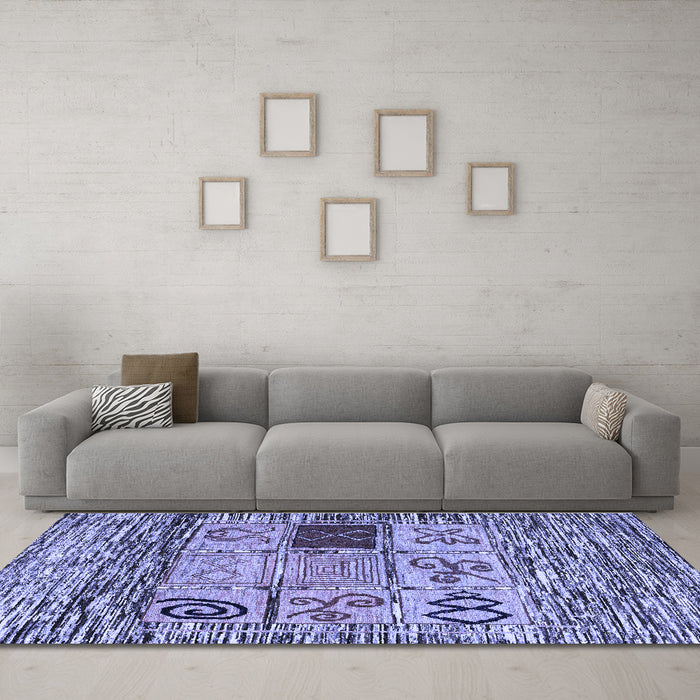 Machine Washable Oriental Blue Modern Rug in a Living Room, wshabs1832blu