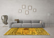 Machine Washable Oriental Yellow Modern Rug in a Living Room, wshabs1832yw