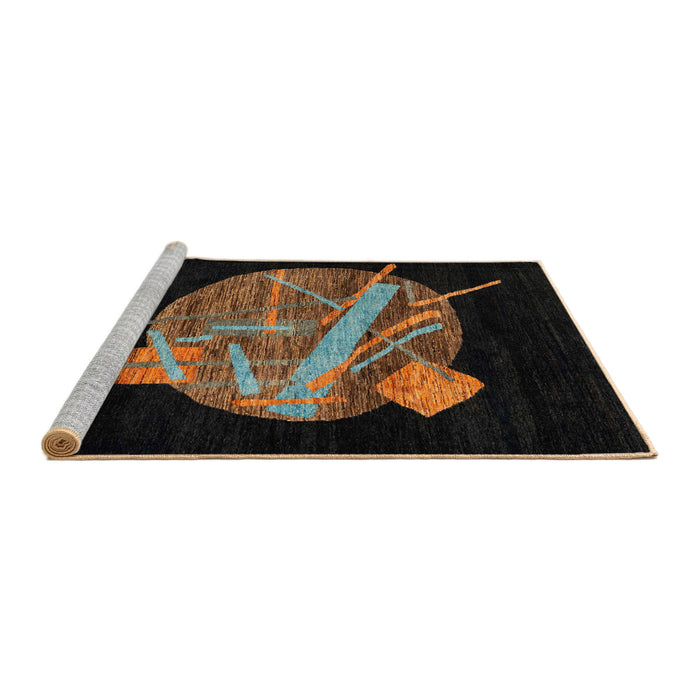Sideview of Machine Washable Abstract Black Rug, wshabs1833