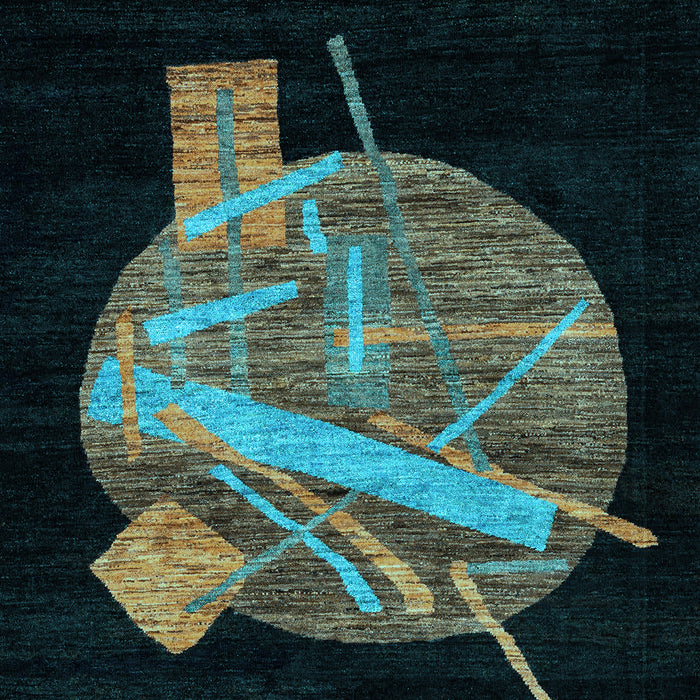Machine Washable Oriental Light Blue Modern Rug, wshabs1833lblu
