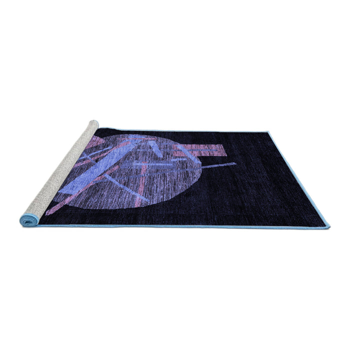 Sideview of Machine Washable Oriental Blue Modern Rug, wshabs1833blu