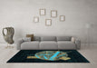 Machine Washable Oriental Light Blue Modern Rug in a Living Room, wshabs1833lblu