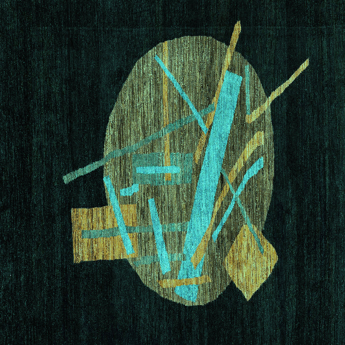 Square Oriental Turquoise Modern Rug, abs1833turq