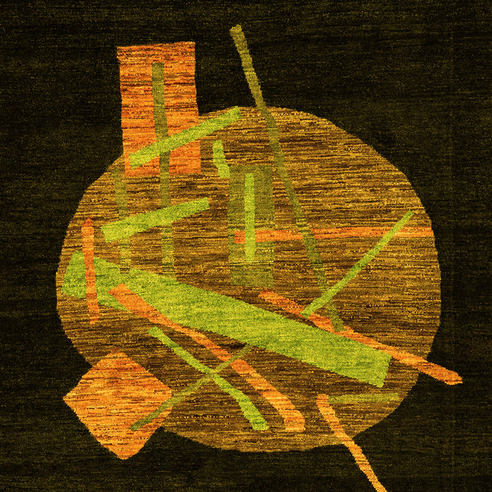 Machine Washable Oriental Yellow Modern Rug, wshabs1833yw