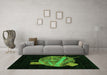 Machine Washable Oriental Green Modern Area Rugs in a Living Room,, wshabs1833grn