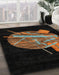 Abstract Black Oriental Rug in Family Room, abs1833