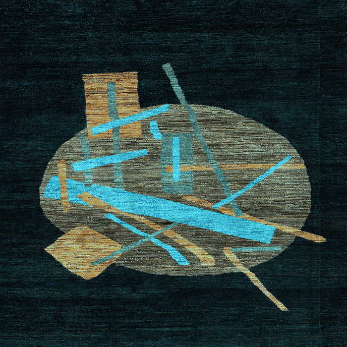 Square Oriental Light Blue Modern Rug, abs1833lblu