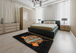 Abstract Black Oriental Rug in a Bedroom, abs1833