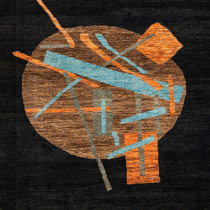 Machine Washable Abstract Black Rug, wshabs1833