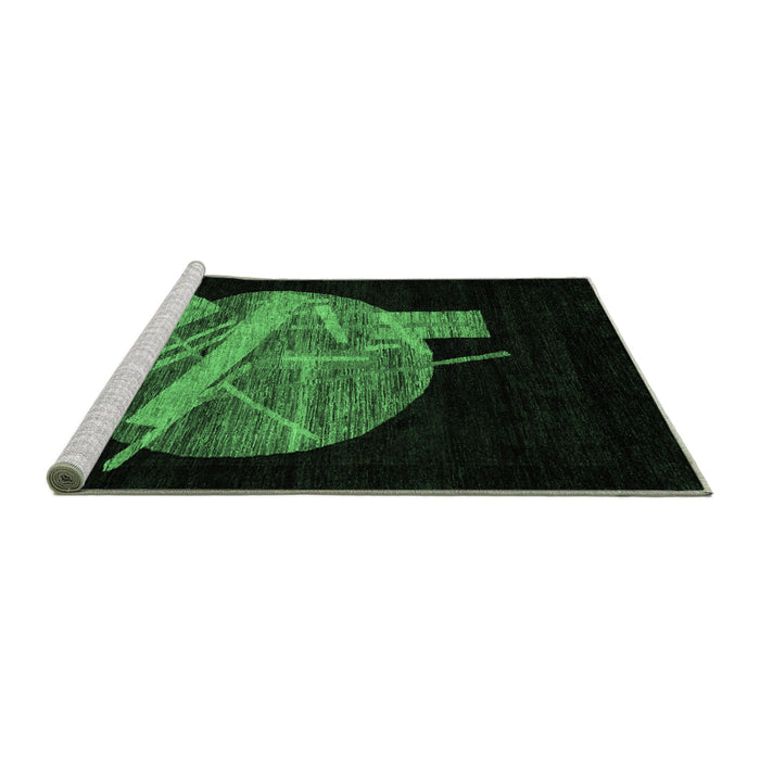 Sideview of Machine Washable Oriental Emerald Green Modern Area Rugs, wshabs1833emgrn