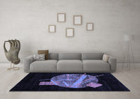 Machine Washable Oriental Blue Modern Rug, wshabs1833blu