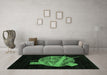 Machine Washable Oriental Emerald Green Modern Area Rugs in a Living Room,, wshabs1833emgrn