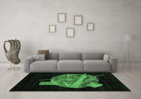 Machine Washable Oriental Emerald Green Modern Rug, wshabs1833emgrn