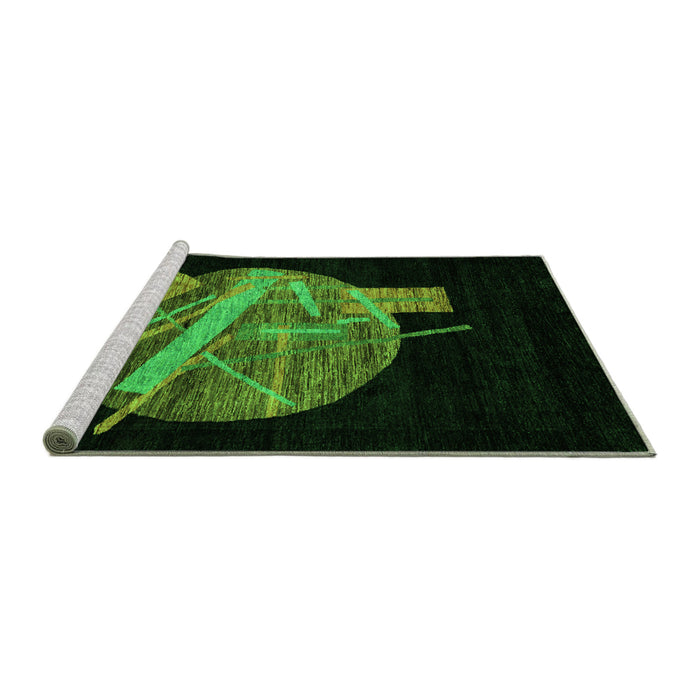 Sideview of Machine Washable Oriental Green Modern Area Rugs, wshabs1833grn