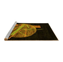 Sideview of Machine Washable Oriental Yellow Modern Rug, wshabs1833yw