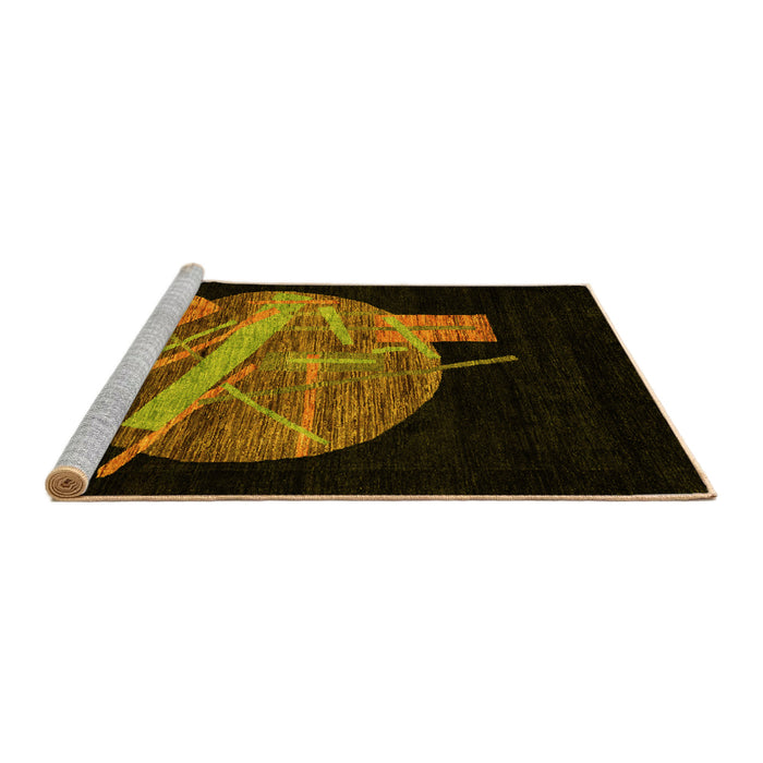 Sideview of Machine Washable Oriental Yellow Modern Rug, wshabs1833yw