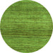 Round Machine Washable Oriental Green Modern Area Rugs, wshabs1834grn