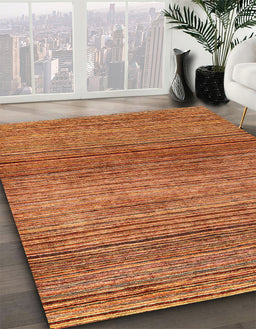 Abstract Orange Oriental Rug in Family Room, abs1834