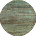 Round Oriental Light Blue Modern Rug, abs1834lblu