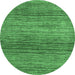 Round Machine Washable Oriental Emerald Green Modern Area Rugs, wshabs1834emgrn