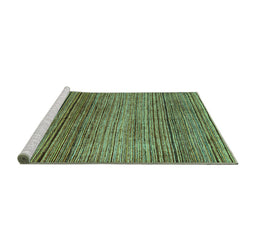 Sideview of Machine Washable Oriental Turquoise Modern Area Rugs, wshabs1834turq