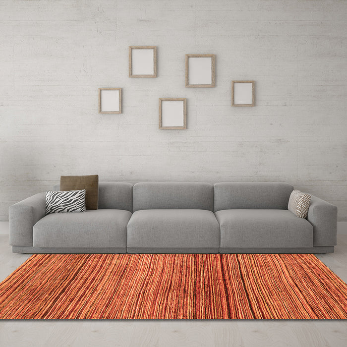 Machine Washable Oriental Orange Modern Area Rugs in a Living Room, wshabs1834org
