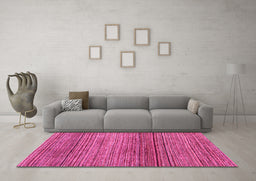 Machine Washable Oriental Pink Modern Rug in a Living Room, wshabs1834pnk