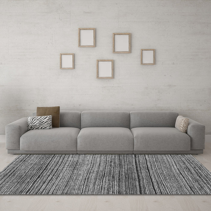 Machine Washable Oriental Gray Modern Rug in a Living Room,, wshabs1834gry