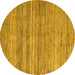 Round Machine Washable Oriental Yellow Modern Rug, wshabs1835yw