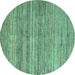 Round Oriental Turquoise Modern Rug, abs1835turq