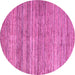 Round Machine Washable Oriental Pink Modern Rug, wshabs1835pnk