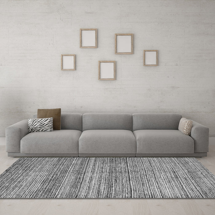 Machine Washable Oriental Gray Modern Rug in a Living Room,, wshabs1835gry