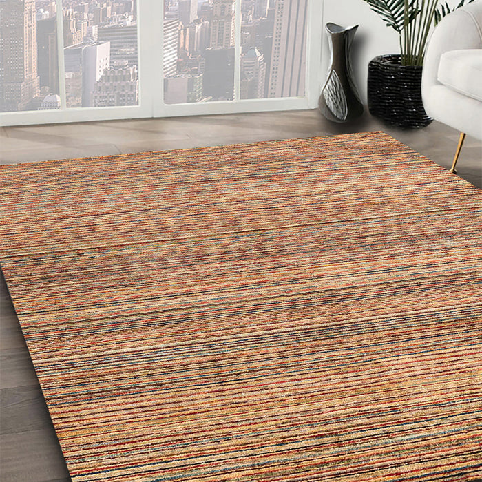 Abstract Sandy Brown Oriental Rug in Family Room, abs1835