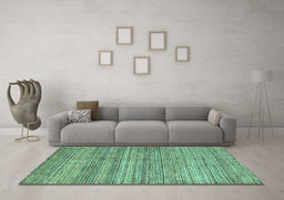 Machine Washable Oriental Turquoise Modern Area Rugs in a Living Room,, wshabs1835turq