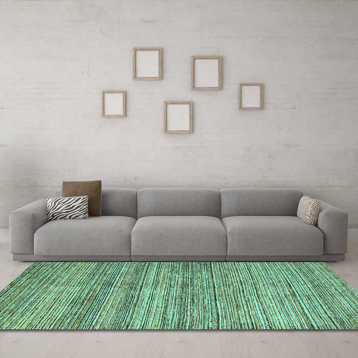 Machine Washable Oriental Turquoise Modern Area Rugs in a Living Room,, wshabs1835turq