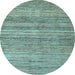 Round Oriental Light Blue Modern Rug, abs1835lblu