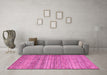 Machine Washable Oriental Pink Modern Rug in a Living Room, wshabs1835pnk