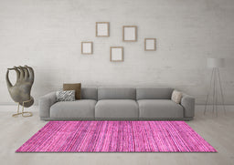 Machine Washable Oriental Pink Modern Rug in a Living Room, wshabs1835pnk