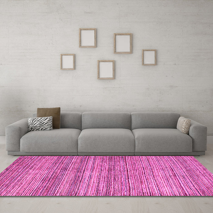 Machine Washable Oriental Pink Modern Rug in a Living Room, wshabs1835pnk